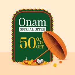 kerala onam festival special offer 50% off with festival elements