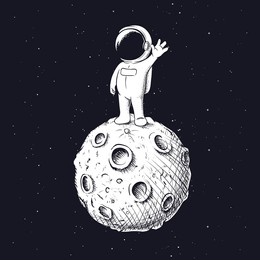 astronaut welcomes us from moon