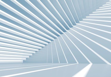 abstract empty blue 3d interior background with staircase