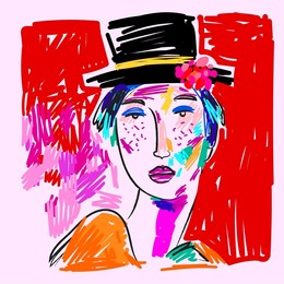 abstract grunge face portrait person hand drawn character vector illustration.