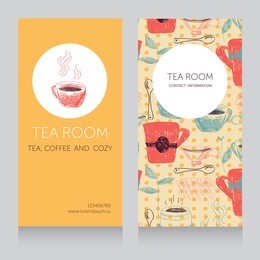 tea room business card template, vector illustration