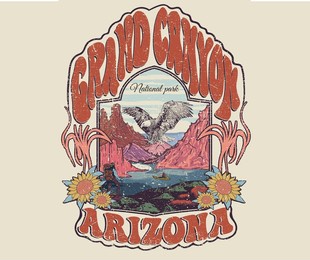 grand canyon adventure t-shirt design. wild lake vector graphic print design for apparel, stickers, posters, background and others. eagle fly vintage artwork.