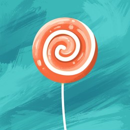 delicious and bright candy on a stick