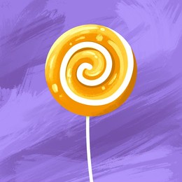 delicious and bright candy on a stick