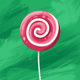 delicious and bright candy on a stick