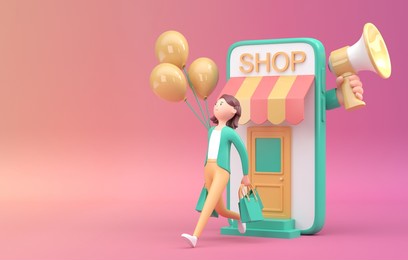 isolated online shopping. 3d render