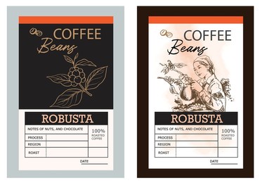 coffee beans vintage label. coffee vintage packaging design. roasted beans label, tag, sticker design for packaging. retro vintage old label template. vector illustration