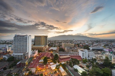chiang mai cityscape at twilight time, thailand