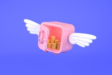 3d. a safety deposit box with flying wings is a symbol of financial freedom.