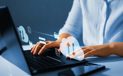 exchange information and data with internet cloud technology.ftp(file transfer protocol) files receiver and computer backup copy. file sharing isometric. digital system for transferring documents and 