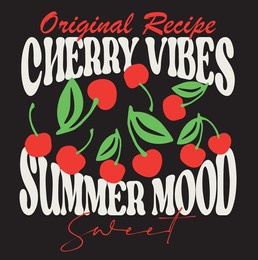 retro groovy cherry vibes slogan print with cherry illustration. fashion vector graphics for t-shirt print and other uses.