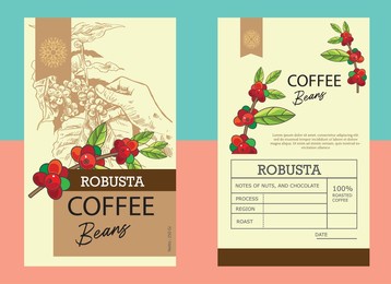 coffee sticker label for packaging. coffee beans illustration. coffee packaging design. vector coffee