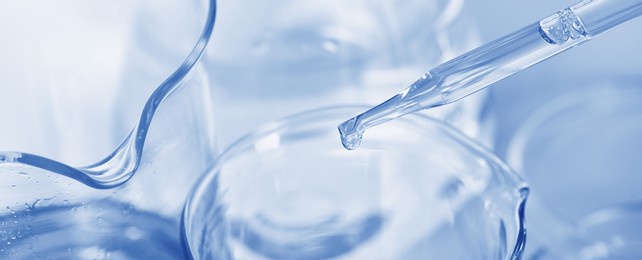 chemical substance dropping, laboratory and science experiments, formulating the chemical for medical research, quality control test of industry products concept.