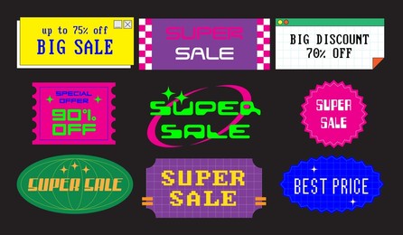  sale sticker pack. cool trendy discount labels. vector special offer badges.
