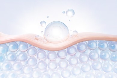 cosmetic serum oil drop on saggy skin cell, skin repair, moisturizer, collagen serum, advertising background ready to use, 3d rendering