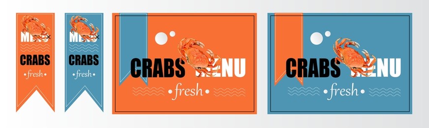 crab menu cover, seafood packaging label