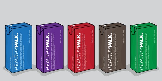 packaging template in box design for juice or milk with multicolor choice design