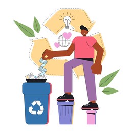 vector abstract illustration. flat style. environmental protection, separate waste collection, care for nature and the planet. paper.