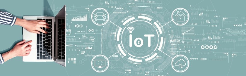 iot theme with person using a laptop computer