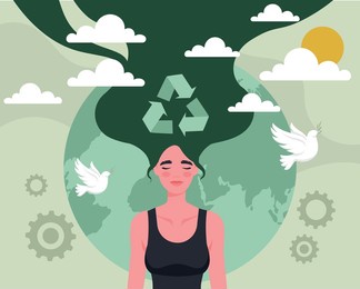 green ecology concept. metaphor for recycling and conscious person who cares about planet. motivational poster or banner for environmental protection and nature. cartoon flat vector illustration