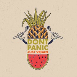 combination of pineapple and watermelon with cartoon style. design for merchandise, tshirt, emblem, sticker
