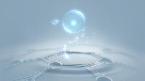 comparison one drop of cream or serum on the skin layer, in 3d