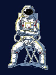 astronaut sit o the chair. vector illustration	