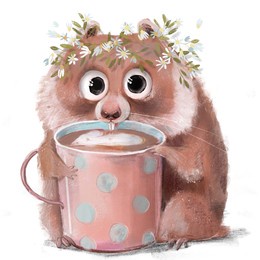 cute hamster with coffee cup