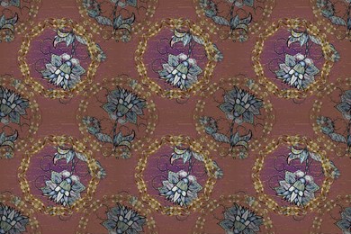 ornate decoration. seamless damask pattern background for wallpaper design in the style of baroque. golden pattern on brown, pink and neutral colors with golden elements.