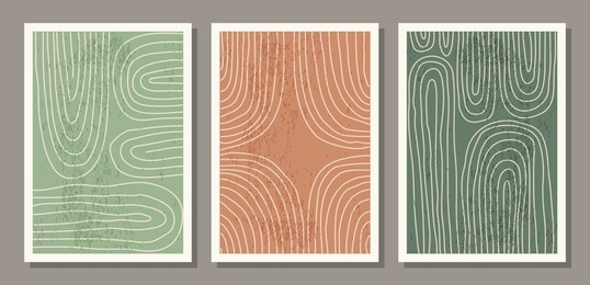 trendy set of abstract creative minimal artistic hand sketched compositions