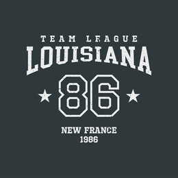 louisiana design for t-shirt. college tee shirt print. typography graphics for sportswear and apparel. vector illustration.