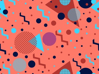 memphis seamless pattern with geometric shapes in 80s style. colorful geometric pattern. design of promotional products, wrapping paper and printing. vector illustration
