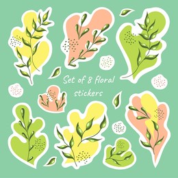 set of floral stickers. leaves and stains. perfect for invitations and notebooks.