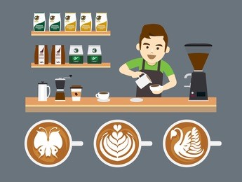 barista pouring latte art