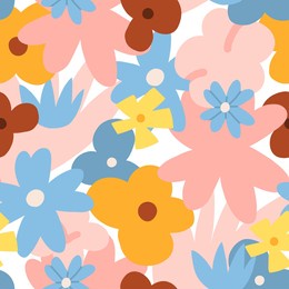 hand drawn vector abstract graphic clipart illustrations seamless pattern of composition with abstract boho shapes of blossom flower,leaves and chamomile.modern magic nature design.botanical garden.