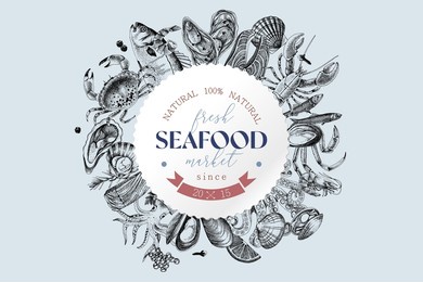 monochrome label for a seafood store 
