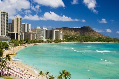 waikiki beach and diamond head, oahu,hawaii