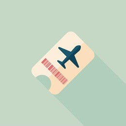 air ticket flat icon with long shadow