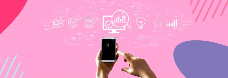 marketing strategy concept with person using a smartphone