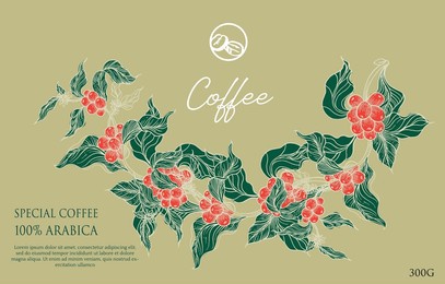 coffee banner of natural painting for shop. coffee illustration for poster, packaging, label, advertising, and art print vector.
