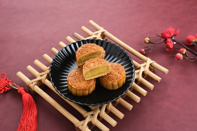 moon cake, traditional chinese snack popular during the mid-autumn festival. 
