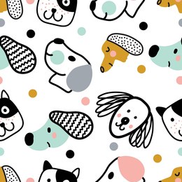 cute doggie. funny children's seamless pattern. can be used in textile industry, paper, background, scrapbooking.vector.