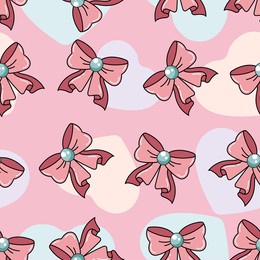 cute bow ribbon pastel girly doodle pattern seamless