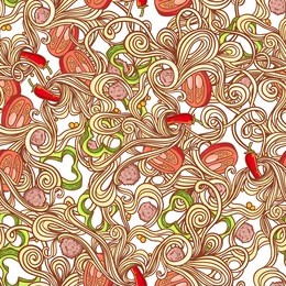 national picture background. italian cuisine food with vegetables and curly pasta seamless elements for restaurant menu