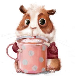 cute hamster with coffee cup