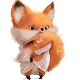 cute cartoon fox with white dress