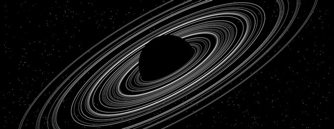 black planet with rings. black hole background. universe and starry concept. minimal art style vector space illustration.