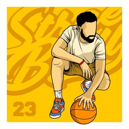 line art basketball illustration vector