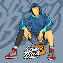 line art basketball illustration vector