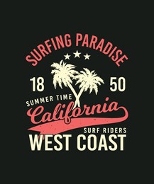 california west coast surf tshirt design